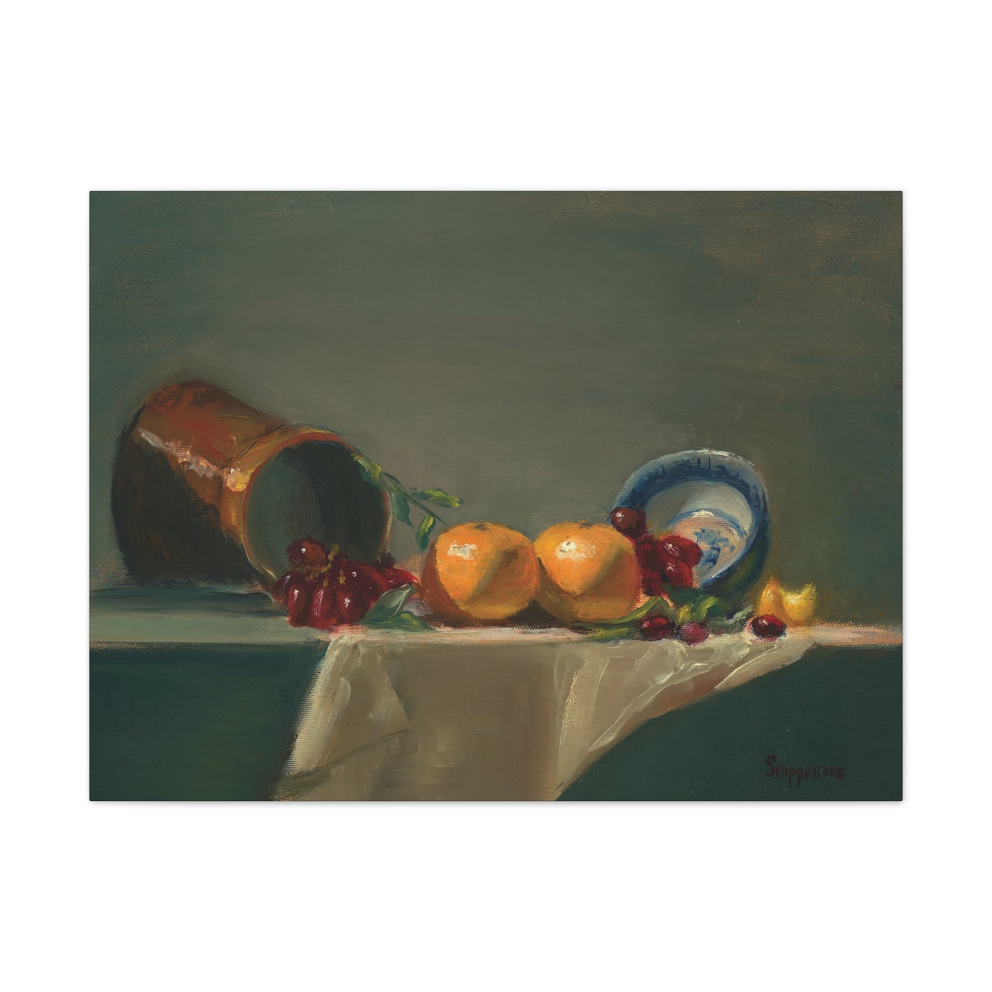 Still Life with Oranges - Fine Art Print on Canvas